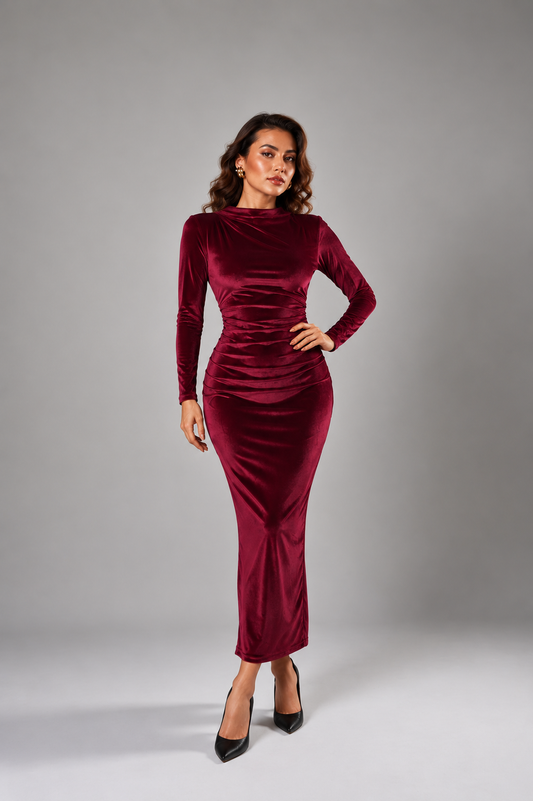ALESSO PINK VELVET BODYCON