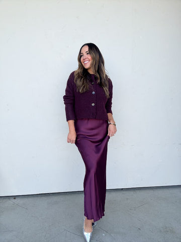 Plum Glace Satin Skirt