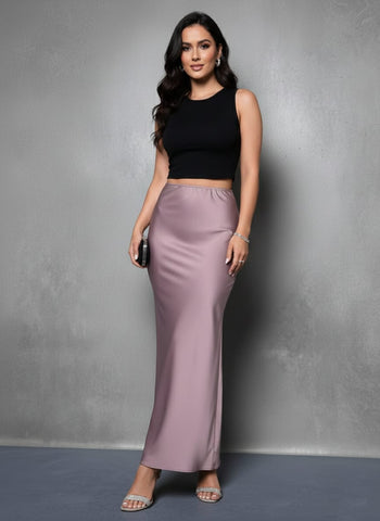 Dusty Rose Satin Skirt