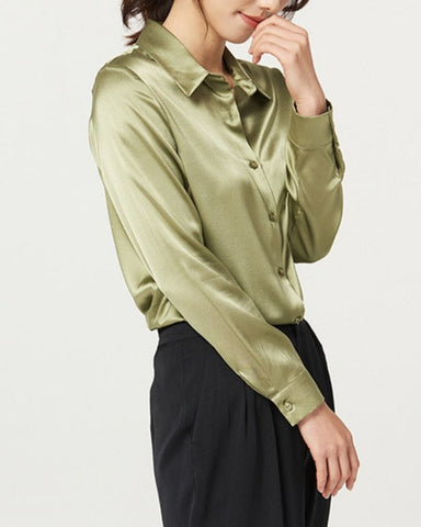 OLIVE GREEN SILK SHIRT