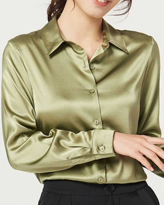 OLIVE GREEN SILK SHIRT