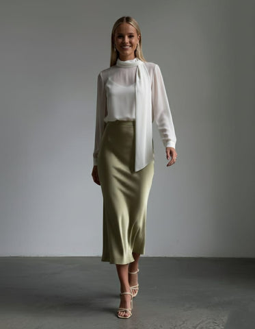 Olive Mist Satin Skirt